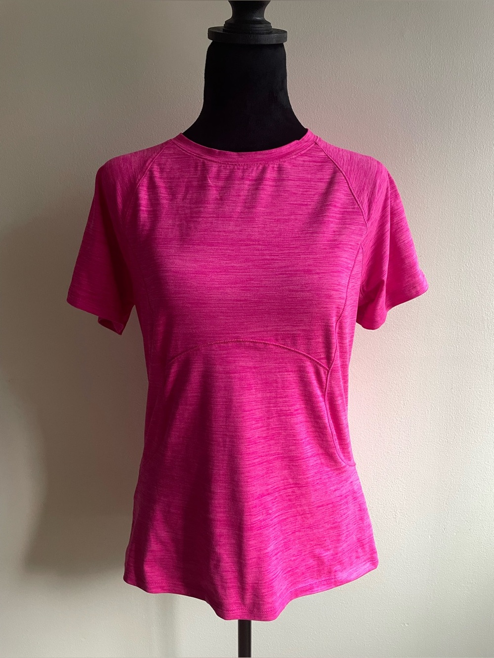 Spyder Active Hot Pink Athletic Tee M Raglan Sleeve Zip Pocket